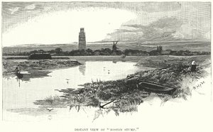 Fernansicht des "Boston Stump" (Gravur) von English School