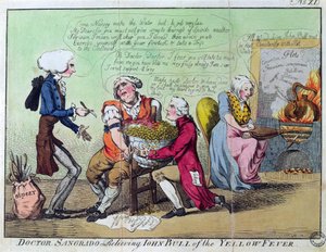 Doktor Sangrado befreit John Bull vom Gelbfieber