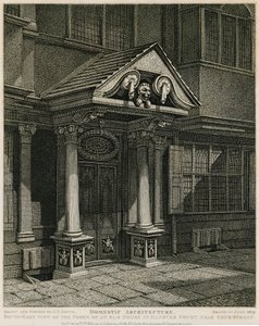 Hausarchitektur: Südostansicht der Veranda eines alten Hauses in Hanover Court nahe Grub Street von English School