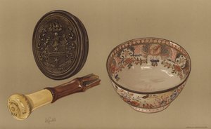 Drakes Spazierstock und die Punschschale von Kapitän Cook (Chromolitho)