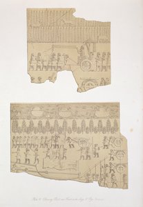 Zeichnung eines Stiers und Wald mit Hirschen und Schweinen, Koujunjik, Tafel 12 aus Ninive und seine Überreste von Austen Henry Layard (1817-94) veröffentlicht 1849 von English School