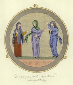 Kleider der angelsächsischen Frauen des 8. Jahrhunderts von English School