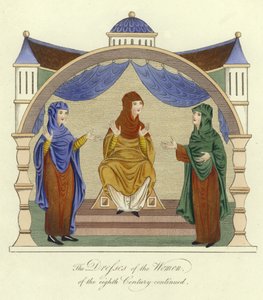 Kleider der angelsächsischen Frauen des 8. Jahrhunderts von English School