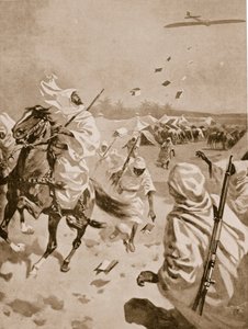 Abwurf von Flugblättern auf die Araber während des Italo-Türkischen Krieges, 1911-12 von English School