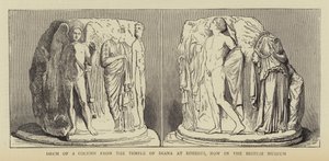 Trommel einer Säule aus dem Tempel der Diana in Ephesus, jetzt im British Museum (Stich) von English School