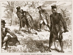 Duell zwischen Warren Hastings und Francis, Illustration aus Cassells Illustrierter Geschichte Indiens von James Grant, veröffentlicht 1879 von English School