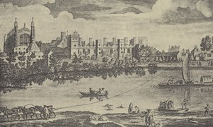 Ostansicht des Colleges, 1742 (Gravur) von English School