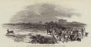 Osterjagd mit den königlichen Hirschhunden, das Treffen in Stoke Common (Gravur) von English School