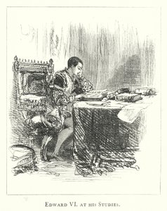 Eduard VI. beim Studium (Stich) von English School