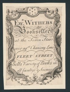 Edward Withers, Buchhändler, Chancery Lane, Fleet Street, Visitenkarte von English School