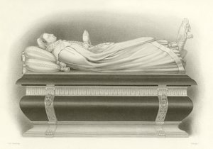 Abbild von Maria Stuart auf ihrem Grab in der Westminster Abbey