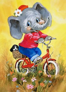 Elefant auf einem Fahrrad von English School