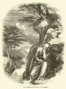 Elija in der Wüste, M Angelo (Stich) von English School