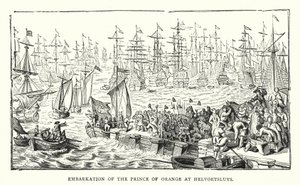Einschiffung des Prinzen von Oranien in Helvoetsluys von English School