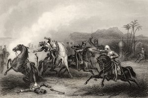 Begegnung zwischen Leutnant Hills und einer Gruppe Sepoy-Kavallerie, aus 