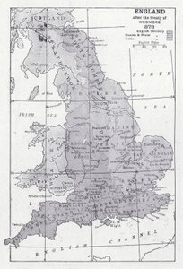 England nach dem Vertrag von Wedmore 878 (Lithografie) von English School