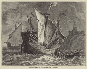 Englisches Schiff des fünfzehnten Jahrhunderts von English School
