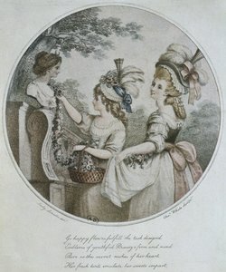 Englische Frisuren, graviert von Charles White (Farbstich)
