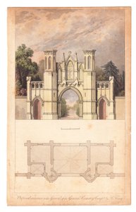 Eingang zum Highgate Cemetery, veröffentlicht von The Lady Magazine, ca. 1839