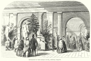 Eingang zum römischen Hof, Crystal Palace (Gravur) von English School