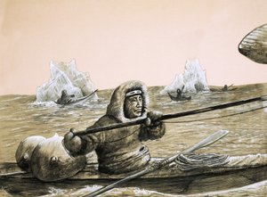 Eskimos auf dem eisigen Meer von English School