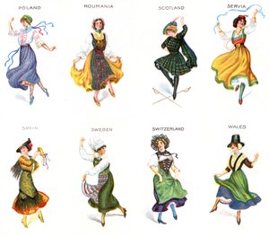 Europäische Tänzer, Zigarettenbilder, 1915