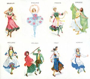 Europäische Tänzer, Zigarettenbilder, 1915 von English School