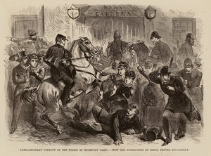 Außergewöhnliches Verhalten der Polizei in Highbury Barn, wie die Hüter der Ordnung unordentlich wurden (Gravur) von English School