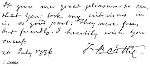 F. Beattie von English School