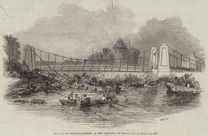 Einsturz der Hängebrücke in New Yarmouth am Freitag, 2. Mai (Gravur)
