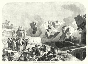 Der Einsturz der Mauern von Jericho (Gravur) von English School