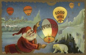 Weihnachtsmann lässt Ballons steigen