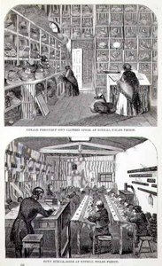 Kleiderlager der weiblichen Gefangenen und der Schulraum der Jungen im Tothill Fields Prison, aus 