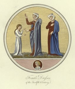 Weibliche Kleider des 12. Jahrhunderts von English School