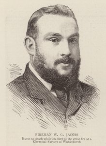 Feuerwehrmann W G Jacobs (Gravur) von English School