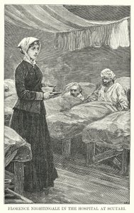 Florence Nightingale im Krankenhaus von Scutari (Stich) von English School