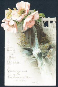 Blumen und Wasserfall, Weihnachtskarte