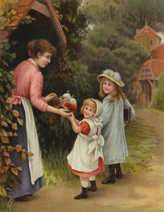 Blumen für die Lehrerin (Chromolithografie) von English School