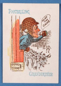 Fußballspielender Großvater, aus dem Happy Families-Kartenspiel, ca. 1890-1900