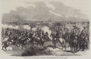 Französische Kavallerie in Luneville, ein Angriff der Kürassiere der kaiserlichen Garde (Stich) von English School