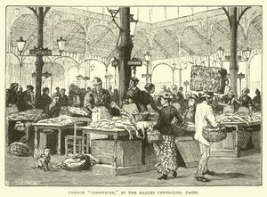 Französische Fischweiber in den Halles Centrales, Paris von English School