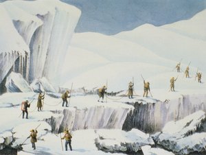 Häufiges Auftreten von Eis mit Schneebrücken, aus Einem Bericht über den Aufstieg zum Gipfel des Mont Blanc von Charles Fellows, veröffentlicht 1827