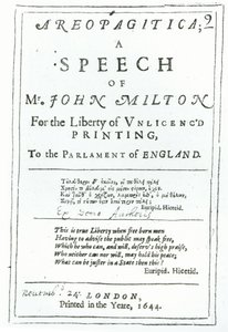 Frontispiz von Areopagitica, eine Rede von John Milton (1608-74) veröffentlicht 1644