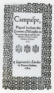 Frontispiz zu Campaspe von John Lyly, 1584
