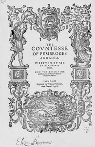 Frontispiz zu The Countess of Pembrokes Arcadia, 1592, von Sir Philip Sidney (1554-86), Dritte Ausgabe, veröffentlicht 1598 von English School