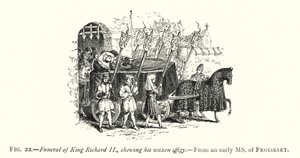 Beerdigung von König Richard II., mit seiner Wachsfigur von English School