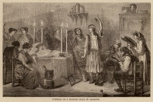 Beerdigung eines spanischen Kindes in Aragonien (Gravur) von English School