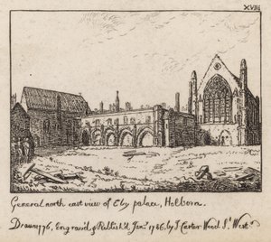 Nordostansicht des Ely Palace, Holborn von English School