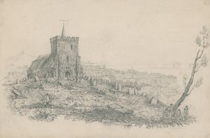 Allgemeine Ansicht einer Kirche und eines Friedhofs in Brighton