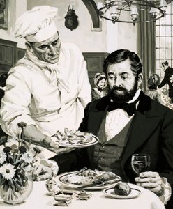 George Crum, Erfinder des Kartoffelchips, präsentiert seine Kreation